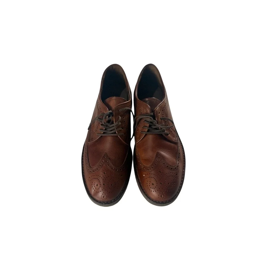 Rockport Mens Brown Leather Wingtip Brogue Derby Shoes Vibram Sz 11M (No Insole)